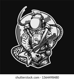 Rocker Astronaut vector illustration