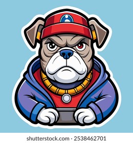 rocker bull dog cute sticker 