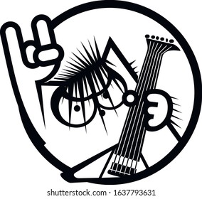 Rocker cat with guitar on stage (one color)