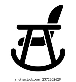 Rocker chair solid icon. Wood nursing rocker stool for rest glyph style pictogram on white background. Children rocking toddler armchair for mobile concept and web design. Vector graphics
