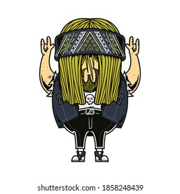 Rocker Character Music Cartoon Graphic Illustration Vector Art T-shirt Design