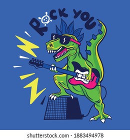 Rocker Dinosaur playing guitar