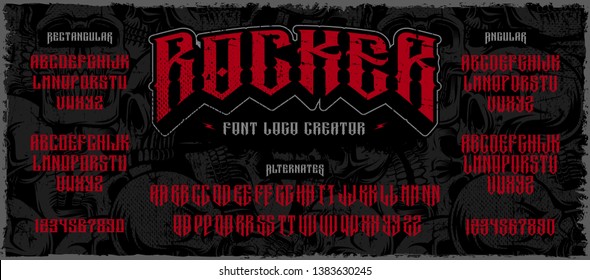 Rocker display font, logo creator. Typography for labels, headlines, posters and many other. All elements on the separate layers.