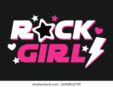 ROCKER GIRL TEXT WITH STAR DRAWINGS