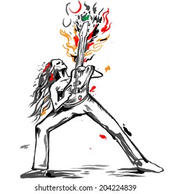 rocker guitarist bass solo 