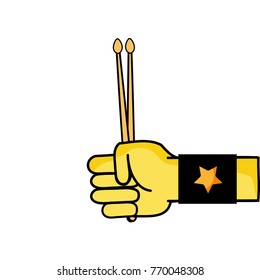 rocker hand with bracelet and drumsticks object