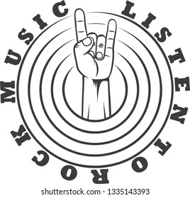 Rocker hand and text love rock music