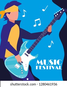 rocker man playing electric guitar