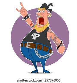 rocker screams. Vector illustration.