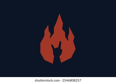 Logotipo del fuego del Iniciar sesión de balancín. Logotipo del negocio de la música o del equipo de música.