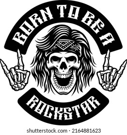 Rocker Skull Vector Illustration Tshirt Design Stock Vector (Royalty ...