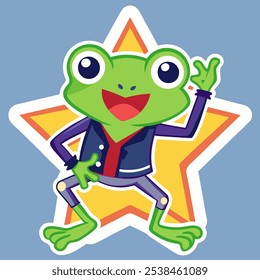 rocker star frog cute sticker 