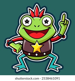 rocker star frog cute sticker 