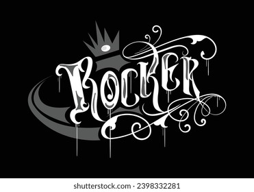 ROCKER word lettering custom art