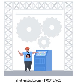 Rocker worker at the factory. Vector illustration