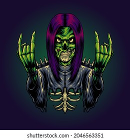 the rocker zombie illustration vector