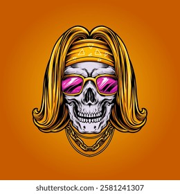 rockerman skull vector illustration head