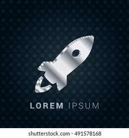 Rocket 3D silver/platinum metallic chromium precious Icon / Logo Design