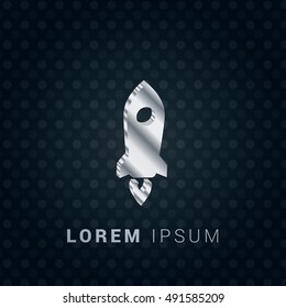 Rocket 3D silver/platinum metallic chromium precious Icon / Logo Design