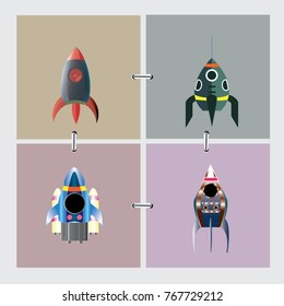 Rocket 4 collection for business and transportation, .vector illustration.