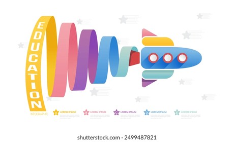 rocket 5 steps to goal infographic template for Education, presentation vector infographics.