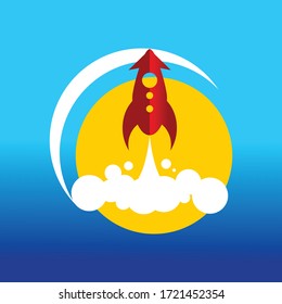 diseño del logotipo vectorial de la tecnología de avanzada de cohetes