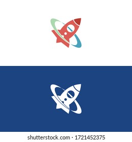 rocket advance concept technology launching vector logo design