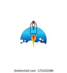 diseño del logotipo vectorial de la tecnología de avanzada de cohetes