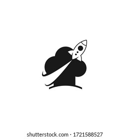 rocket advance concept technology launching vector logo design
