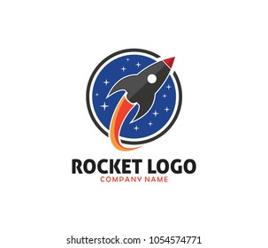 rocket advance technology launching vector logo design