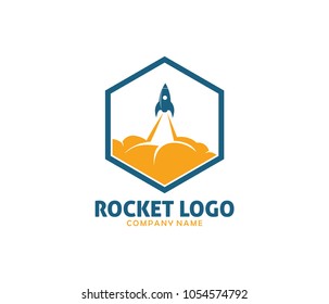 rocket advance technology launching vector logo design