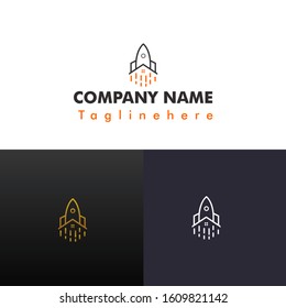 Rocket advance technology launching vector logo design

