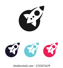 rocket advance technology launching vector logo design