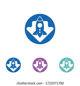 rocket advance technology launching vector logo design