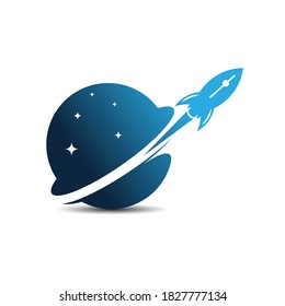 rocket advance technology launching vector logo design