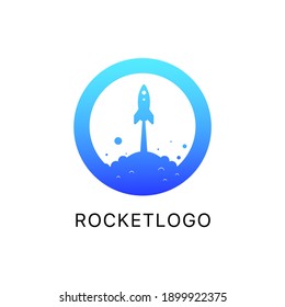 rocket advance technology launching vector logo design