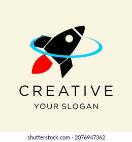 rocket advance technology launching vector logo design