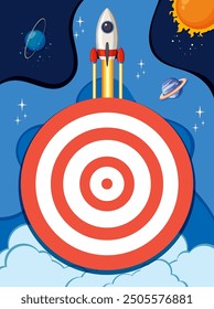 Rocket aiming for a bullseye in space