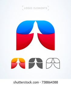 Rocket or airplane logo template. Arrow up icon. Material design style