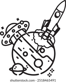 a rocket and an alien spaceship meet on the same moon