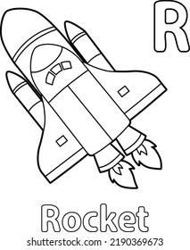 Rocket Alphabet ABC Coloring Page R