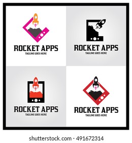 Rocket App Logo design template ,Mobile apps logo design concept ,Vector illustration