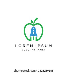 Rocket Apple Logo Icon Symbol Vector Template