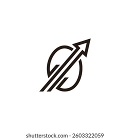 rocket arrow circle planet swoosh logo vector 
