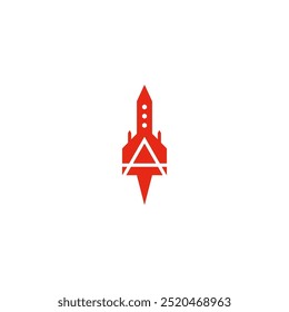 Projeto do logotipo do foguete e seta para cima.