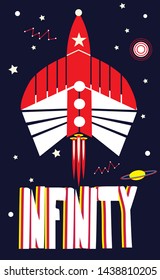 Rocket Art Vector and illustration flying rocket.Space travel to the moon.