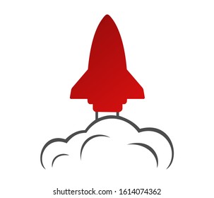 Rocket Art Vector and illustration flying rocket.Space rocket launch.Project start up rocket Solar System and text space