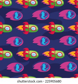 rocket and asteroid in space  seamless pattern