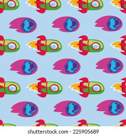 rocket and asteroid vector seamless pattern