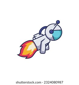 Raketenastronaut-Illustration. Cute-Vectorcartoon-Design-Element
